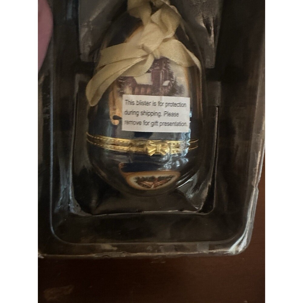 Mr Christmas Hinged Musical Egg Trinket Box Ornament Valerie Parr Hill Church